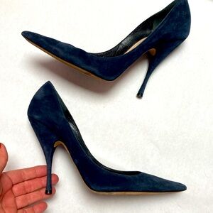Nina Ricci shoe fetish stiletto blue suede heels 41 10